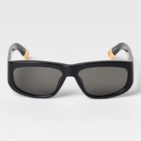 New! Jacquemus JAC2C1SUN, Unisex Black Sunglasses with Gold Accents, Authentic